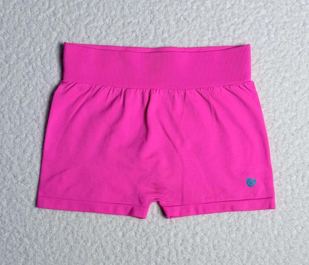 LittleMissMatched Pink Seamless Athletic Compression Shorts with LOVE Waistband